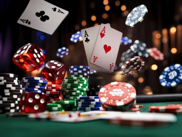Teen Patti hand evaluation on sihoki88 Teen Patti table with three-card hand and betting chips